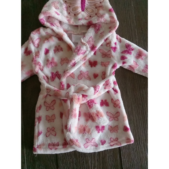 DUCK DUCK GOOSE Cozy Fleece Pink/ BUTTERFLY Infant Robe  ~ #D06406 ~ 0-9 Months - Picture 7 of 9